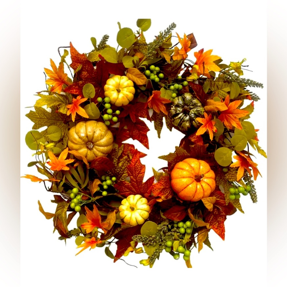 Autumn Harvest Wreath with Pumpkins